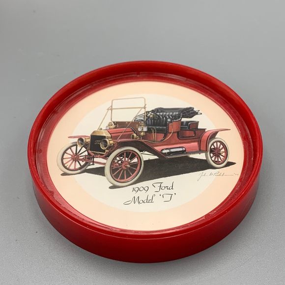 Set of 4 Ford Classic Cars Stackable Reversible Plastic Coasters Fathers Day - Picture 2 of 7